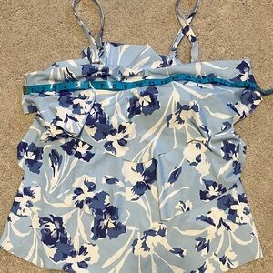 Womans Tankini Blue Floral XL Bathing Suit Top